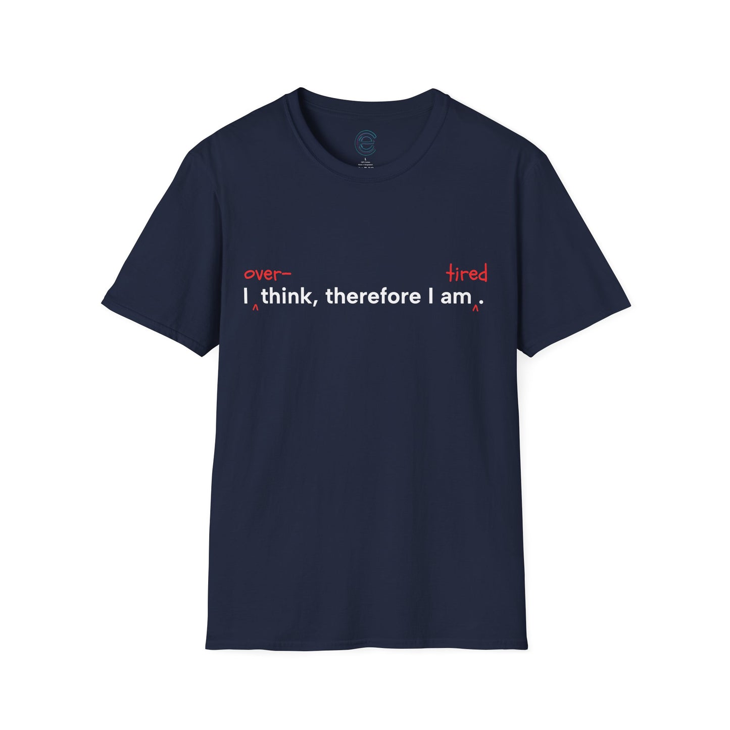 Overthink & Tired - Heather Navy Graphic T-Shirt