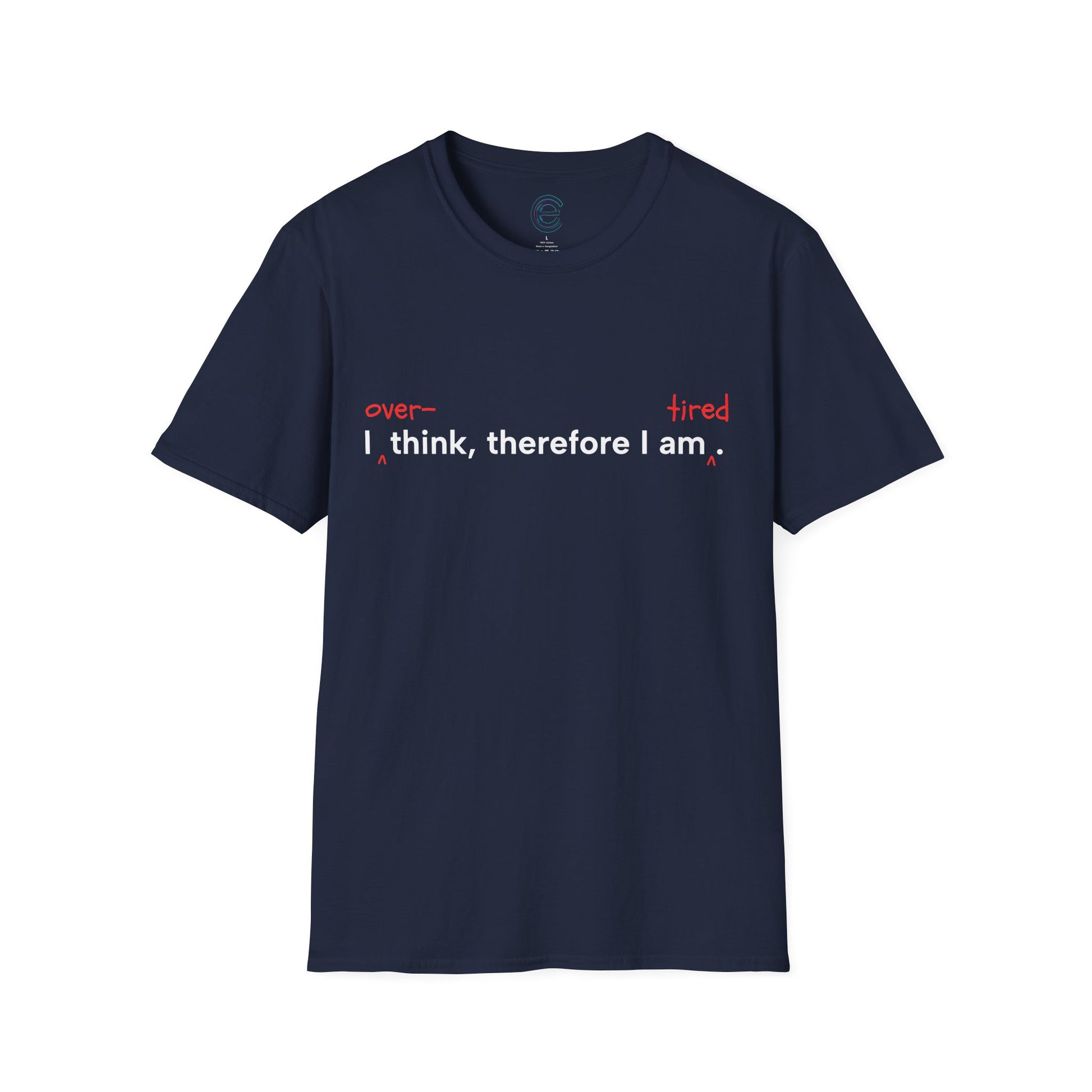 Overthink & Tired - Heather Navy Graphic T-Shirt