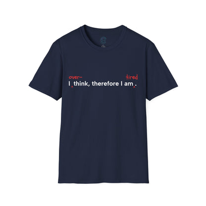 Overthink & Tired - Heather Navy Graphic T-Shirt