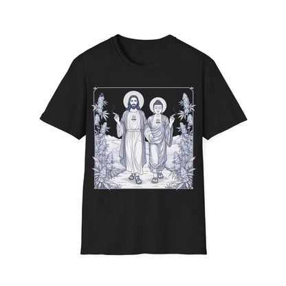 Jesus & Buddha - Light Blue Graphic T-Shirt