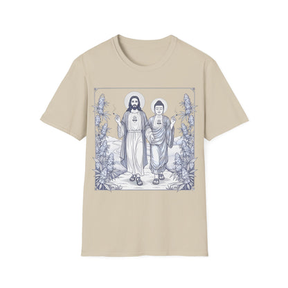 Jesus & Buddha - Military Green Graphic T-Shirt