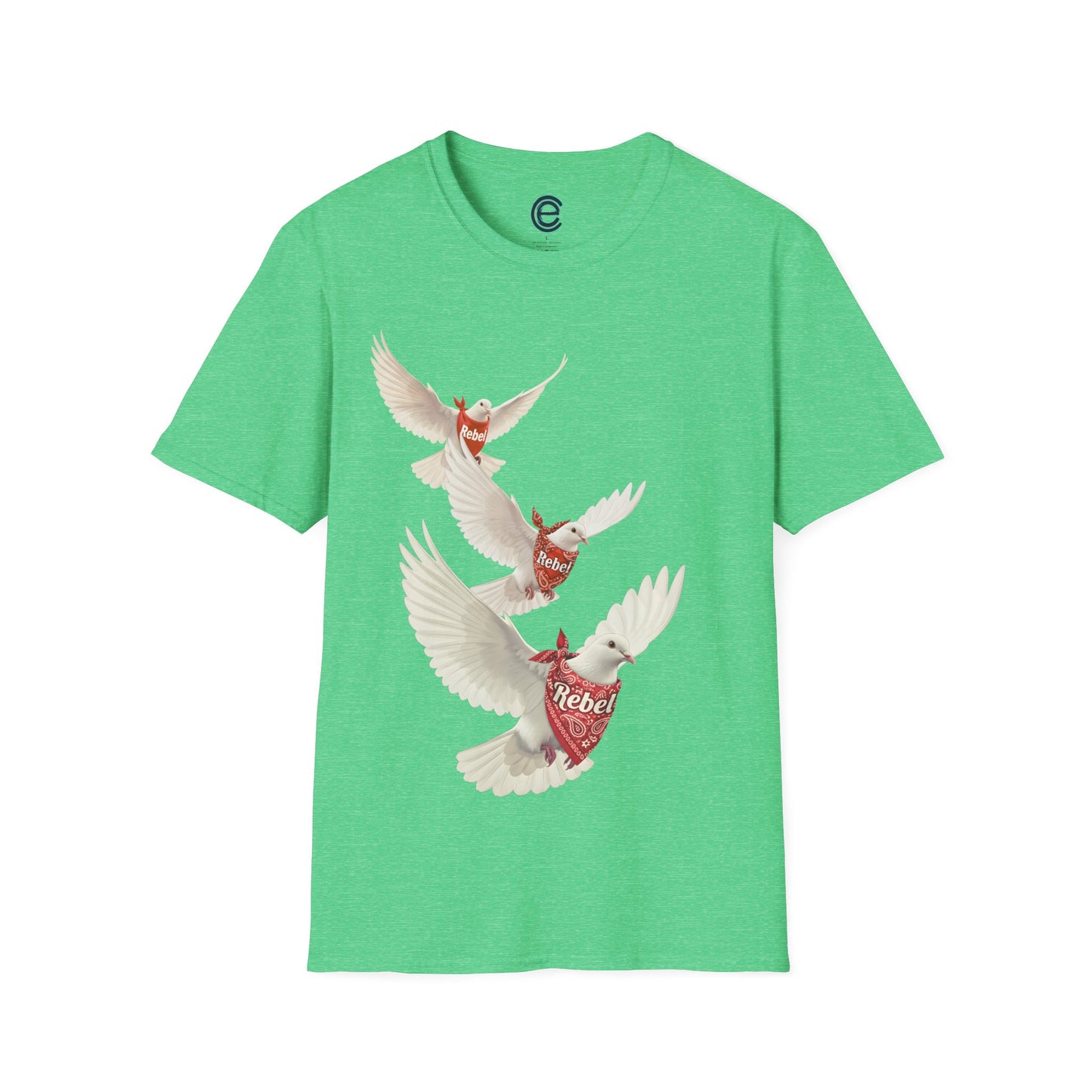 Rebel Doves II - Heather Navy Graphic T-Shirt