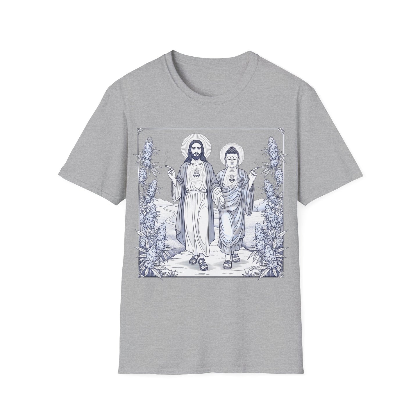 Jesus & Buddha - Natural Graphic T-Shirt