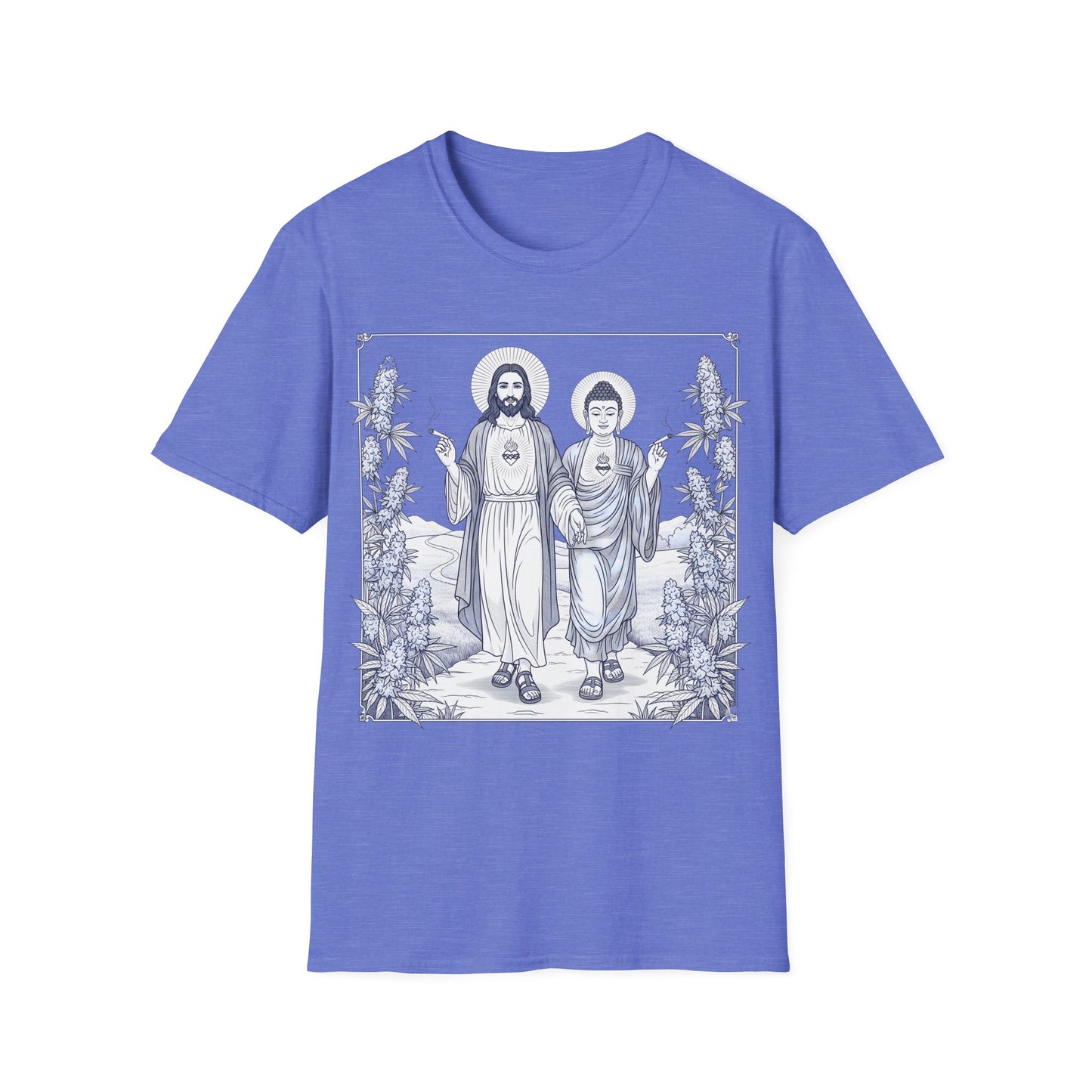 Jesus & Buddha - Heather Indigo Graphic T-Shirt