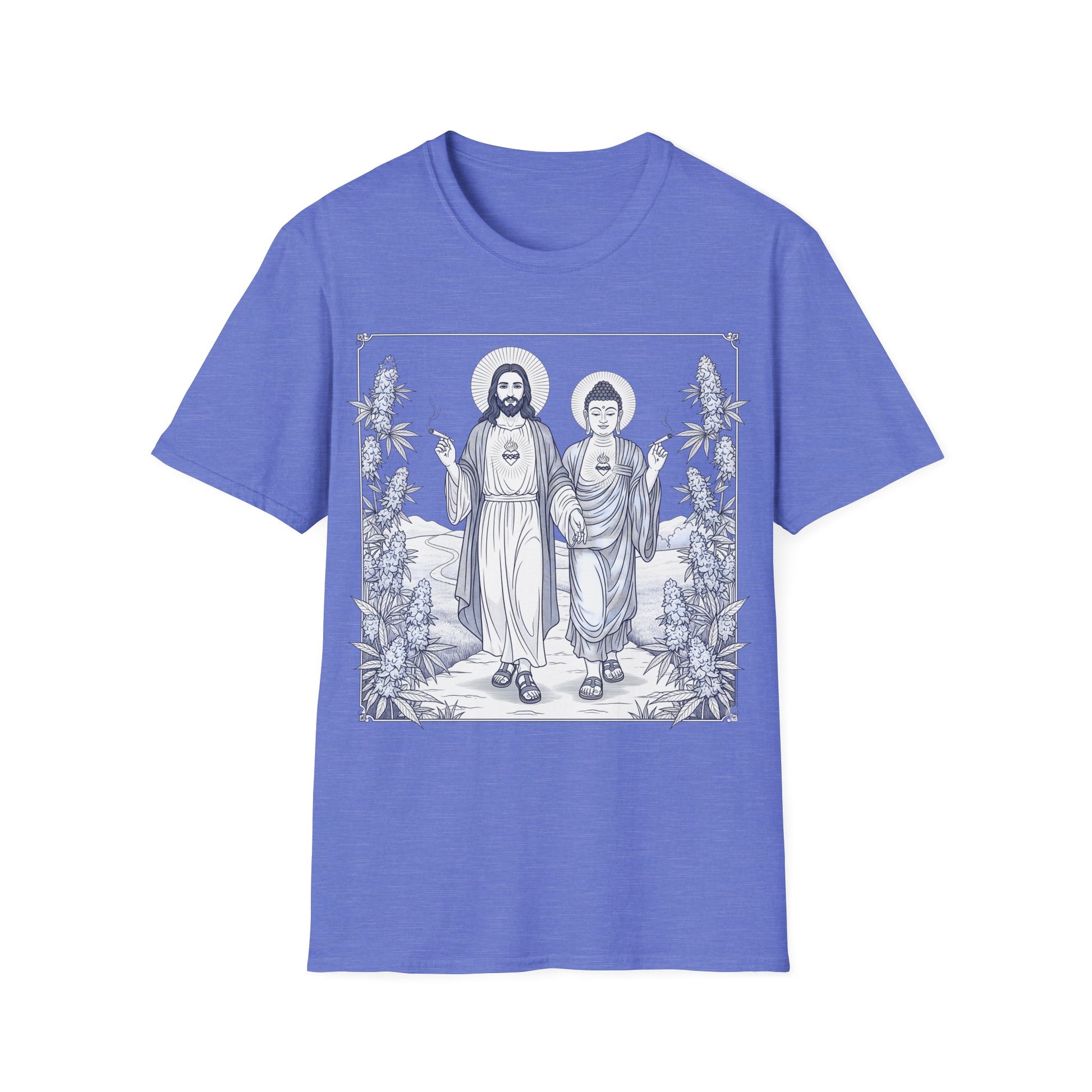 Jesus & Buddha - Heather Indigo Graphic T-Shirt