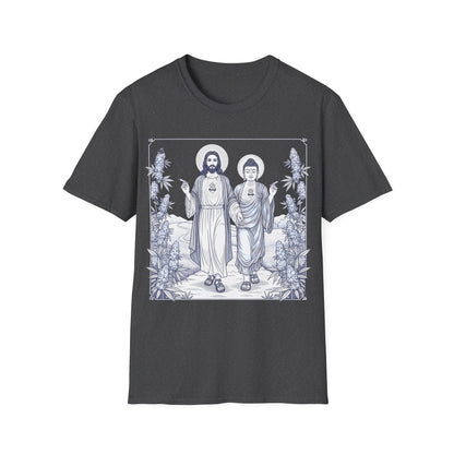 Jesus & Buddha - Heather Navy Graphic T-Shirt
