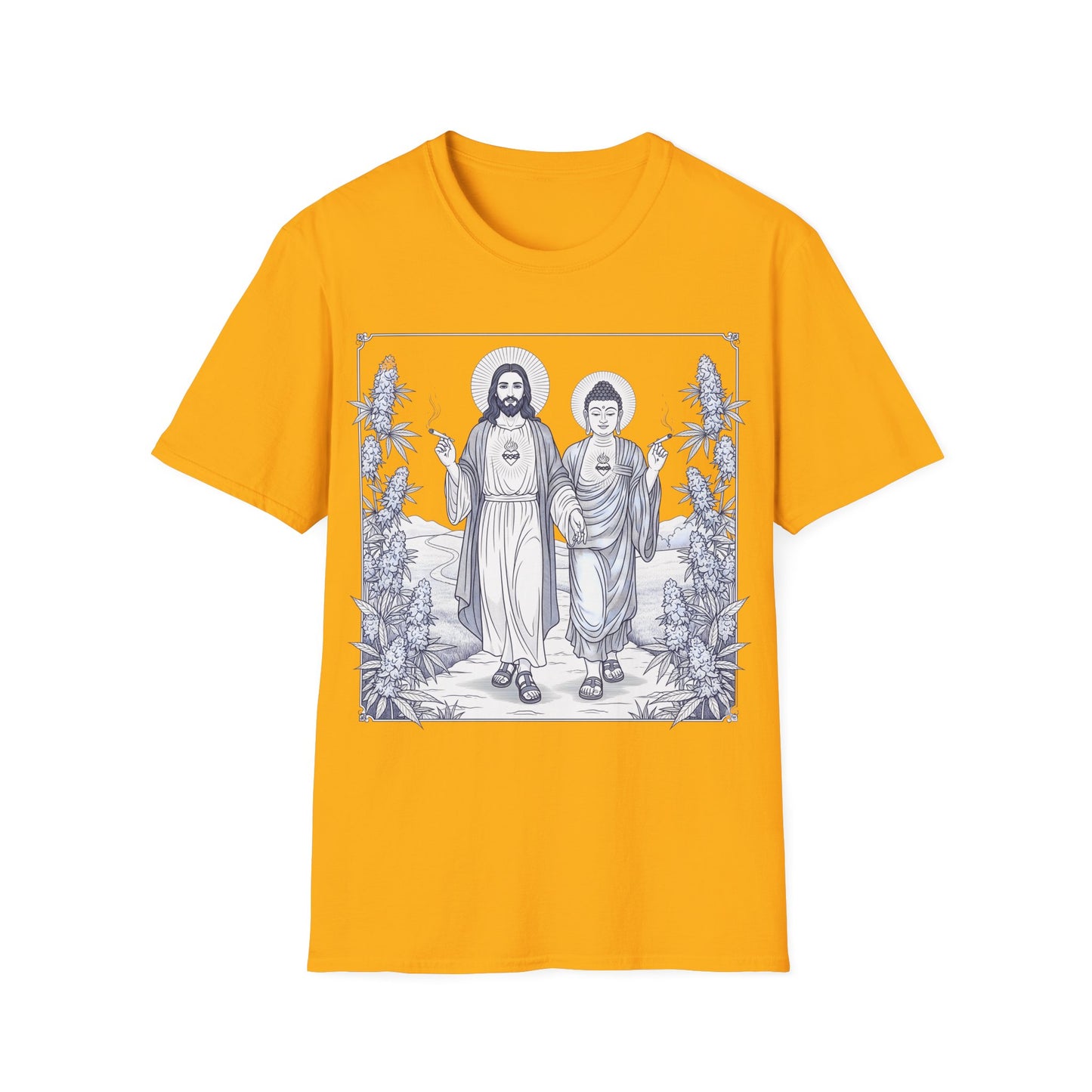 Jesus & Buddha - Gold Graphic T-Shirt