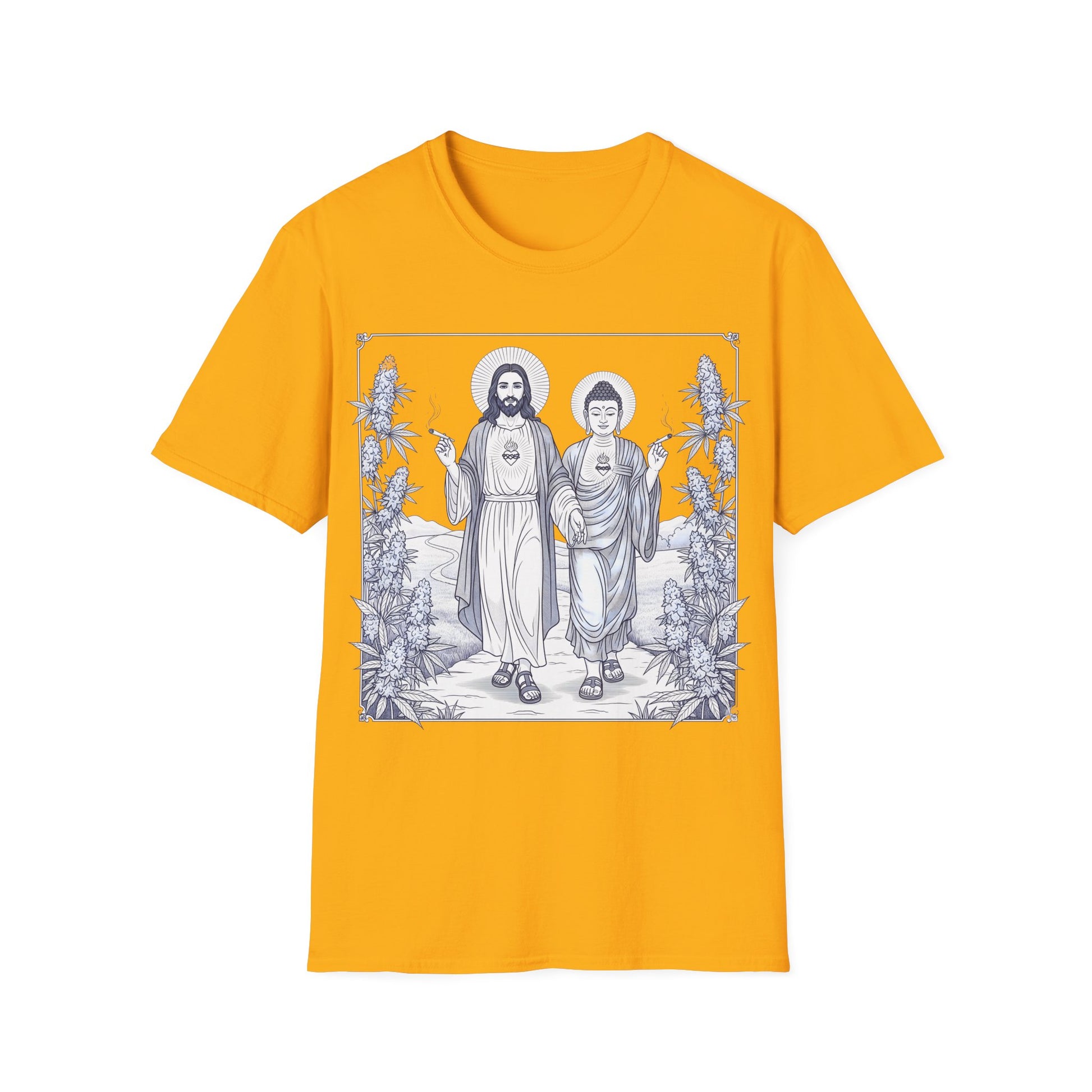 Jesus & Buddha - Gold Graphic T-Shirt