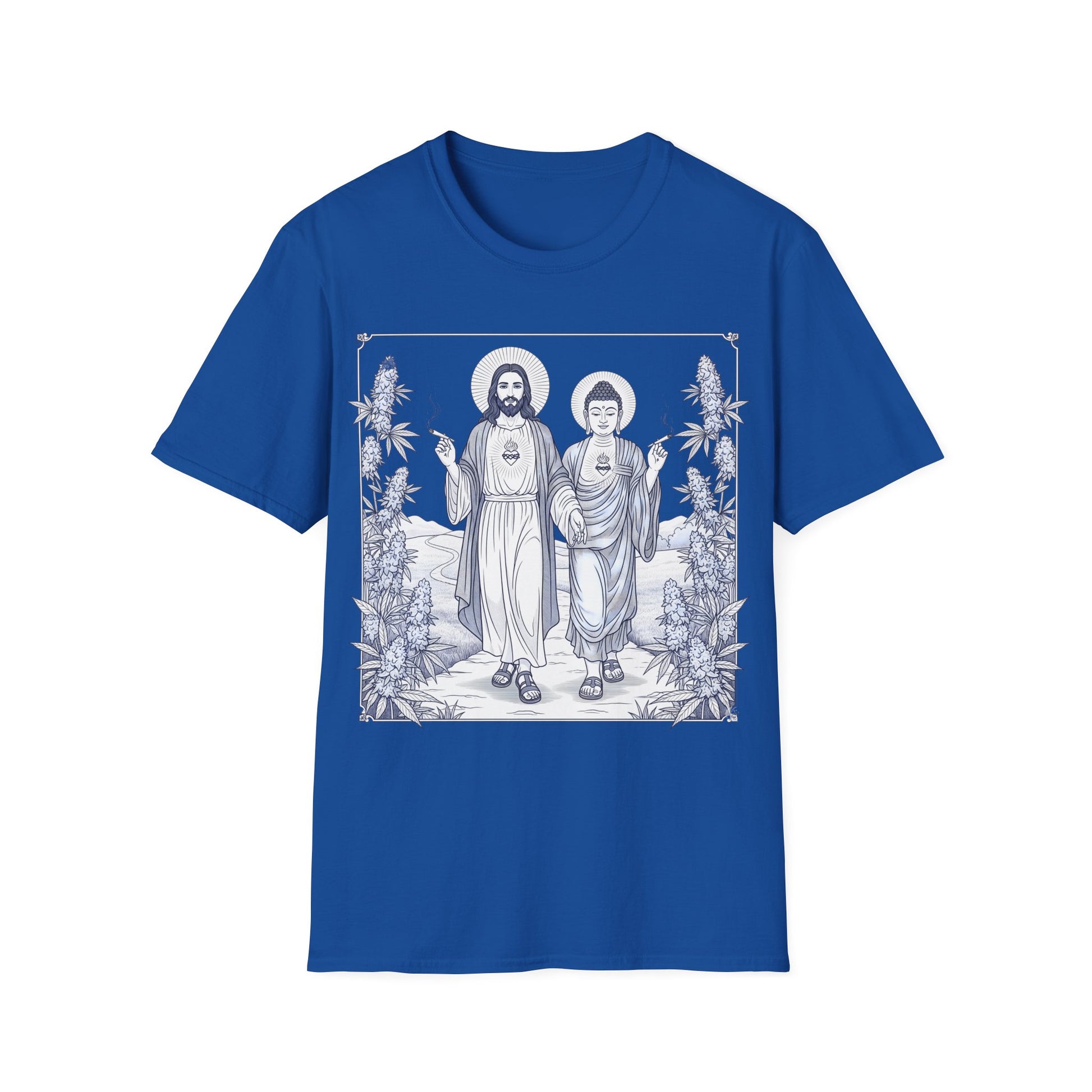 Jesus & Buddha - Heather Royal Graphic T-Shirt