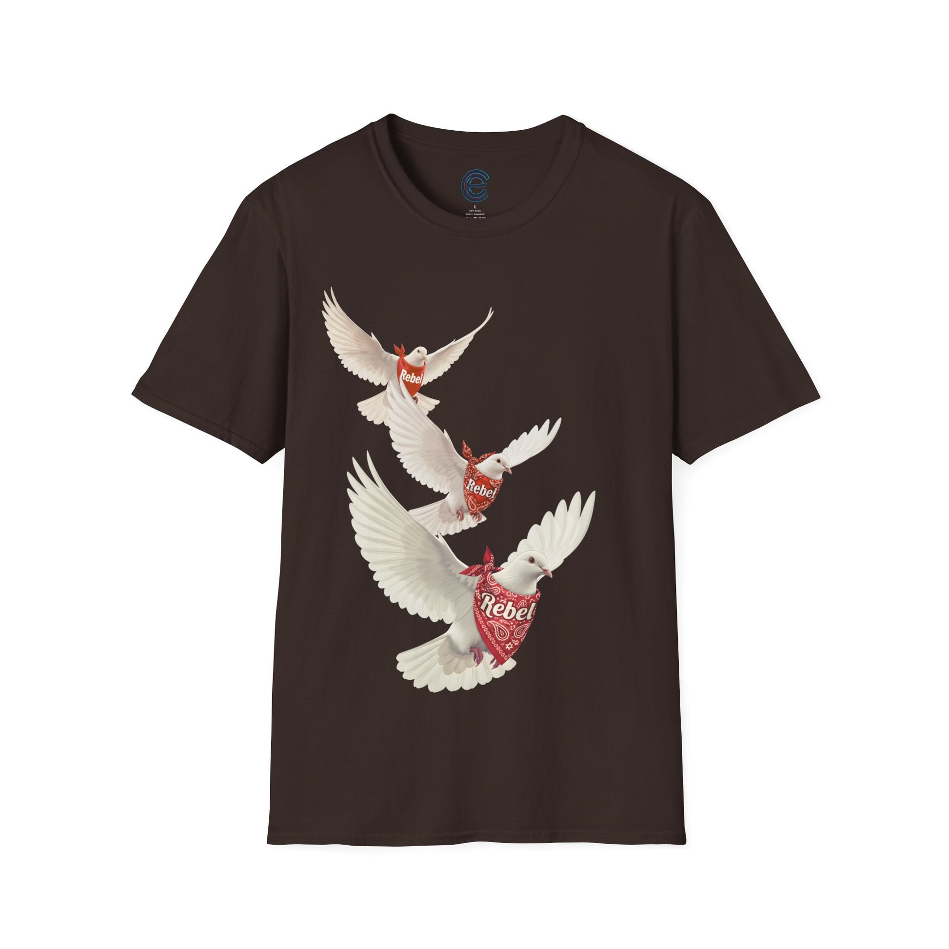 Rebel Doves II - Heather Indigo Graphic T-Shirt