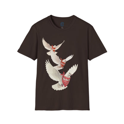 Rebel Doves II - Heather Indigo Graphic T-Shirt