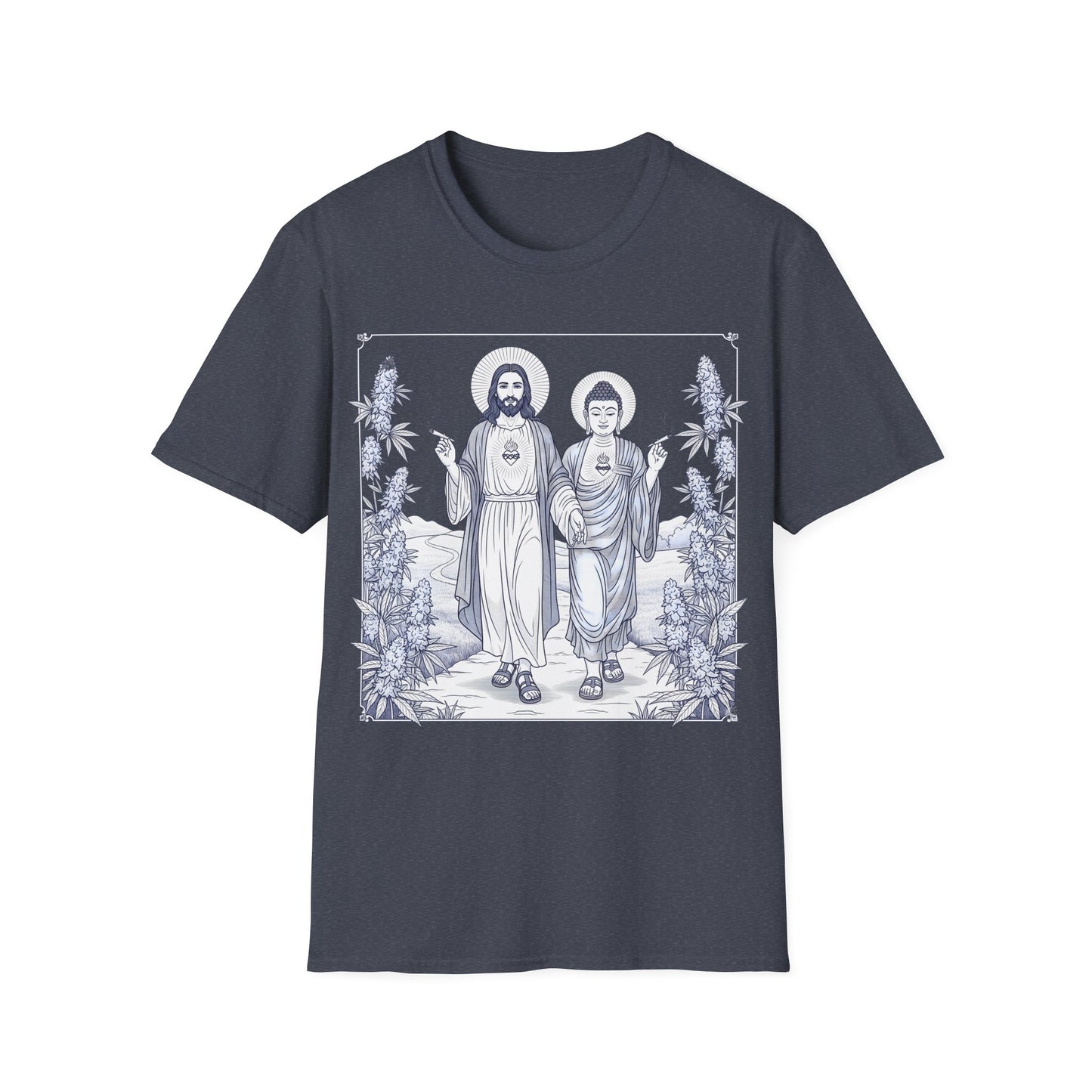 Jesus & Buddha - Navy Graphic T-Shirt