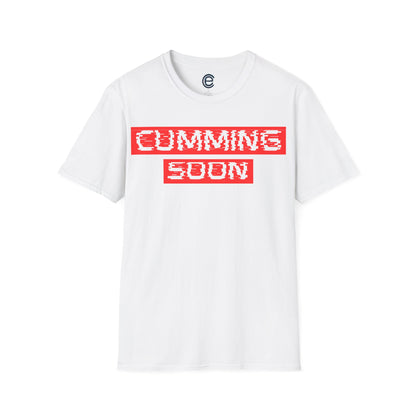 Arriving Shortly... - White Graphic Tee: Beautifully Unhinged, Witty Arrival Pun, Minimalist. Anticipation, Clever Humor, Conversation Starter