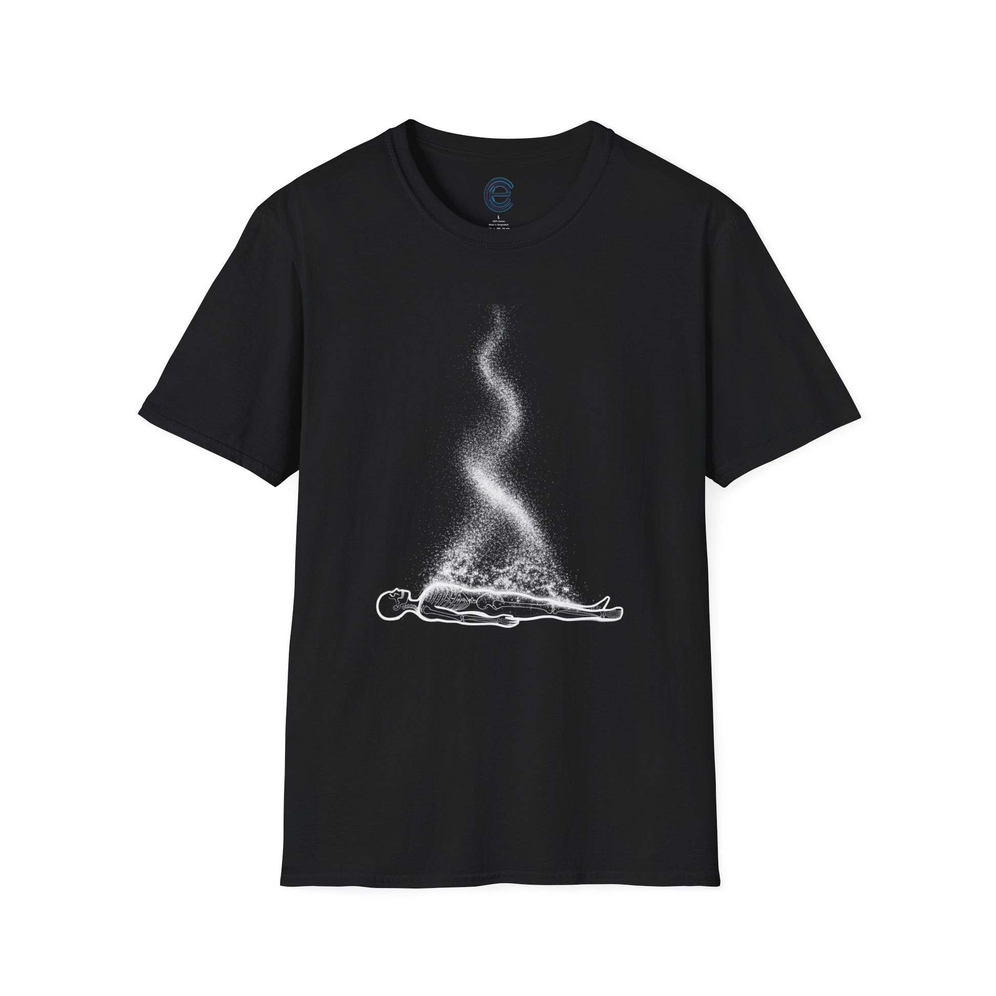 Ashes To Ashes - Black Graphic Tee: Memento Mori, Cosmic Return to Stardust. Mortality, Consciousness, The Examined Life