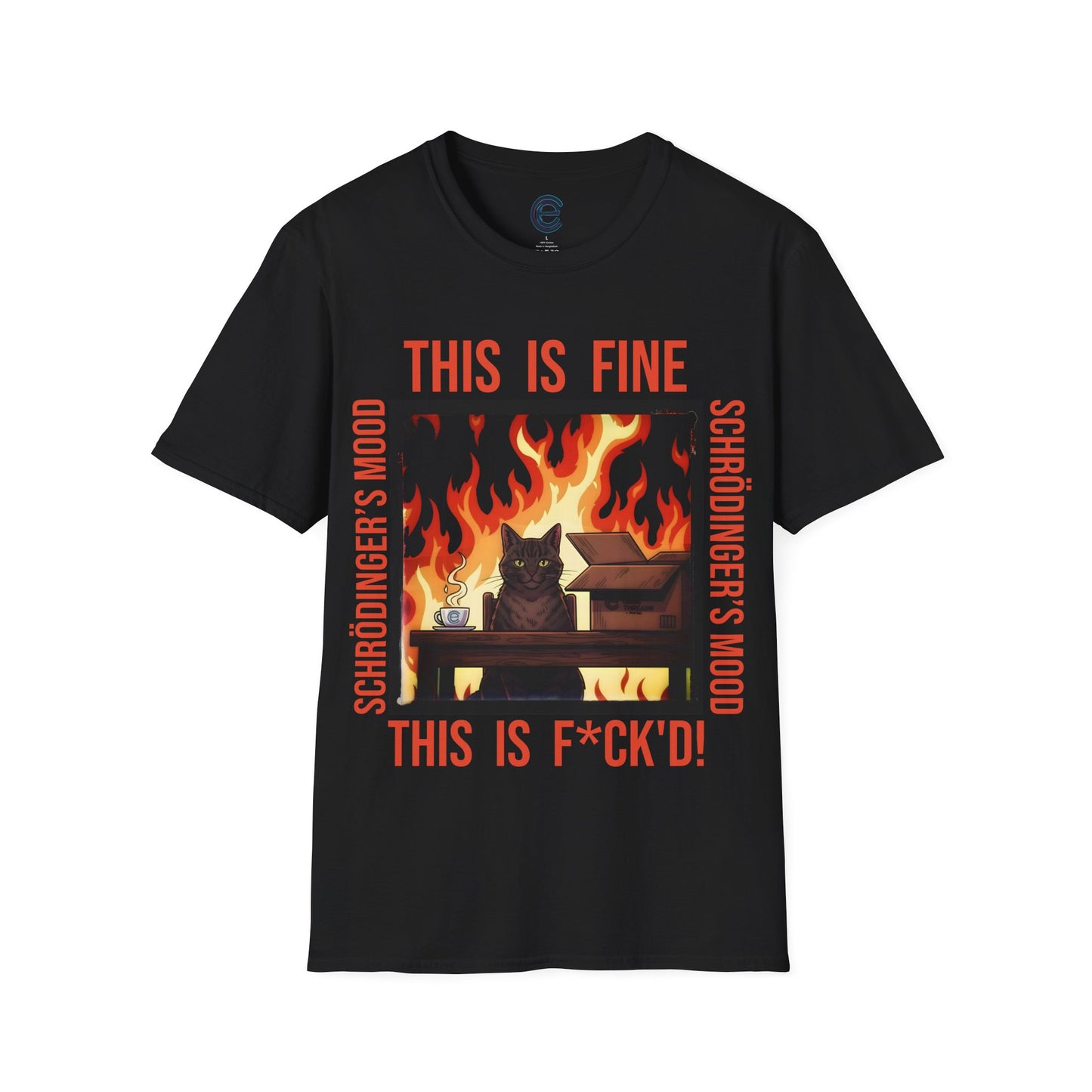 Black Schrödinger’s Mood T-Shirt - Dualistic Feeling of Circumstances Either Being Fine or Not Fine