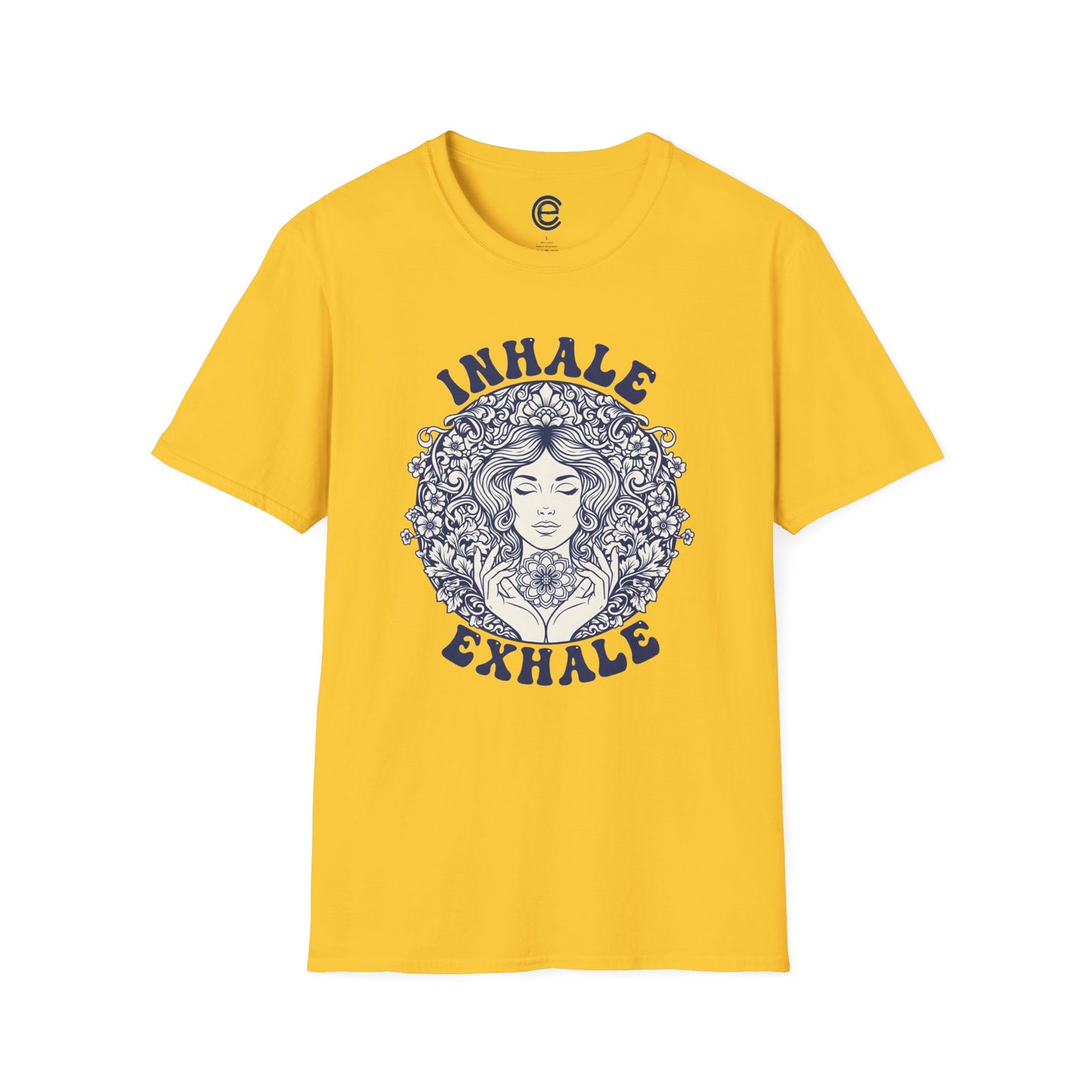 Breathe - Daisy Graphic Tee: Minimalist Design. Pranayama Breathwork: Inhale, Exhale, Spiritus, Meditation, Yoga