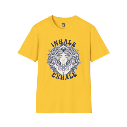 Breathe - Daisy Graphic Tee: Minimalist Design. Pranayama Breathwork: Inhale, Exhale, Spiritus, Meditation, Yoga