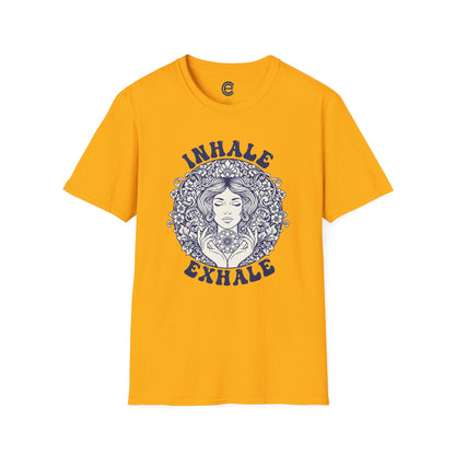Breathe - Gold Graphic Tee: Minimalist Design. Pranayama Breathwork: Inhale, Exhale, Spiritus, Meditation, Yoga