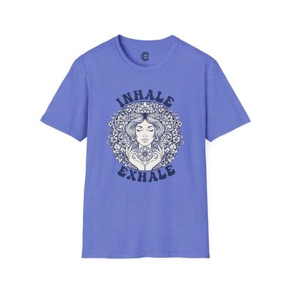 Breathe - Heather Royal Graphic Tee: Minimalist Design. Pranayama Breathwork: Inhale, Exhale, Spiritus, Meditation, Yoga