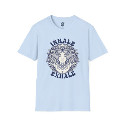 Breathe - Light Blue Graphic Tee: Minimalist Design. Pranayama Breathwork: Inhale, Exhale, Spiritus, Meditation, Yoga