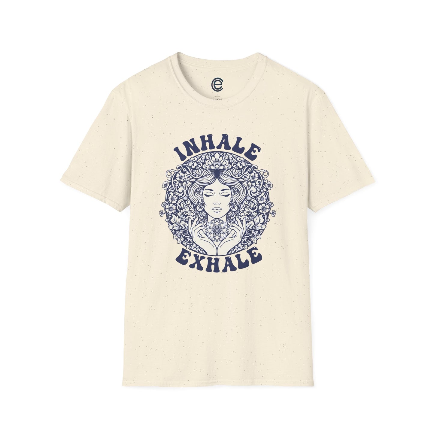 Breathe - Natural Graphic Tee: Minimalist Design. Pranayama Breathwork: Inhale, Exhale, Spiritus, Meditation, Yoga