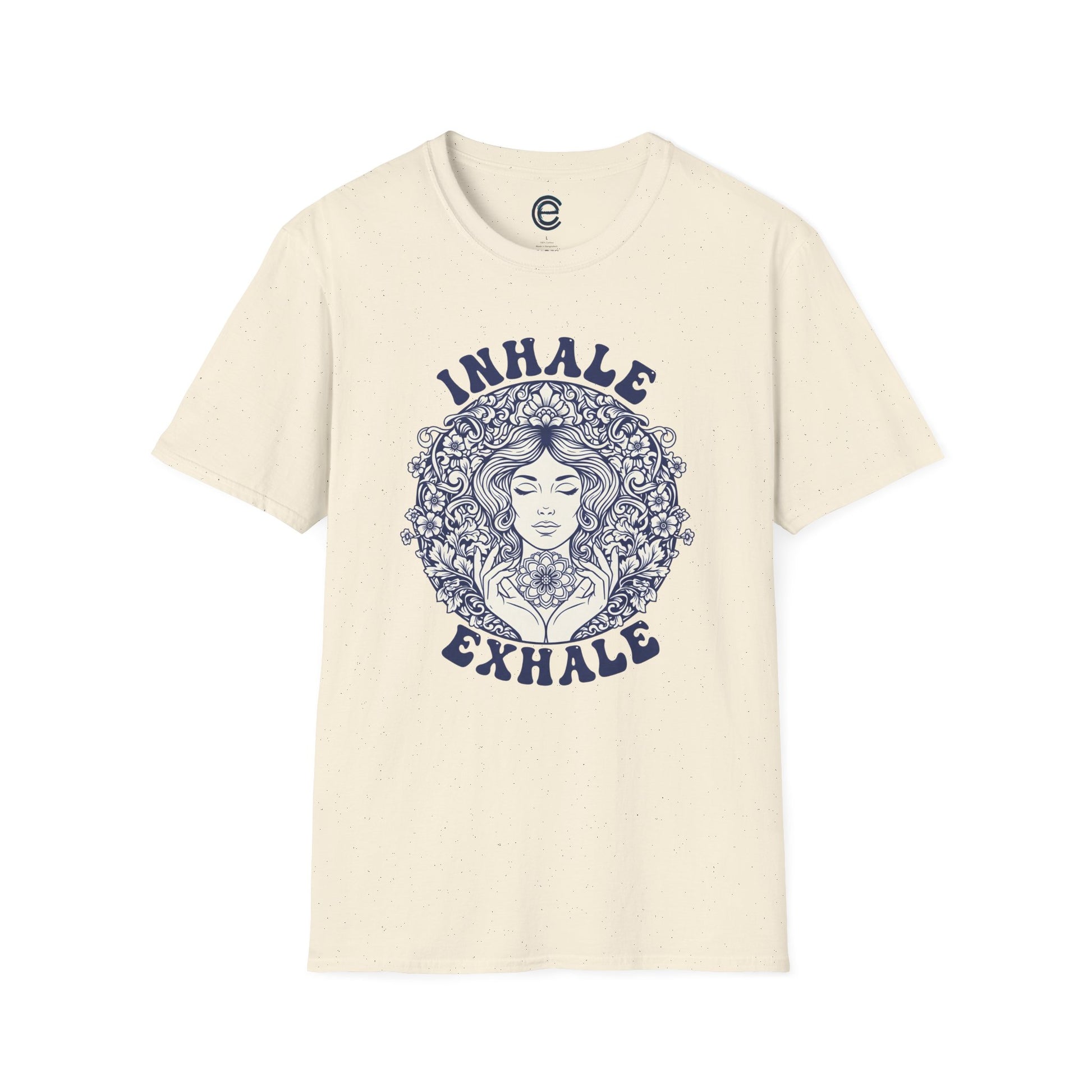Breathe - Natural Graphic Tee: Minimalist Design. Pranayama Breathwork: Inhale, Exhale, Spiritus, Meditation, Yoga