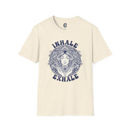 Breathe - Natural Graphic Tee: Minimalist Design. Pranayama Breathwork: Inhale, Exhale, Spiritus, Meditation, Yoga