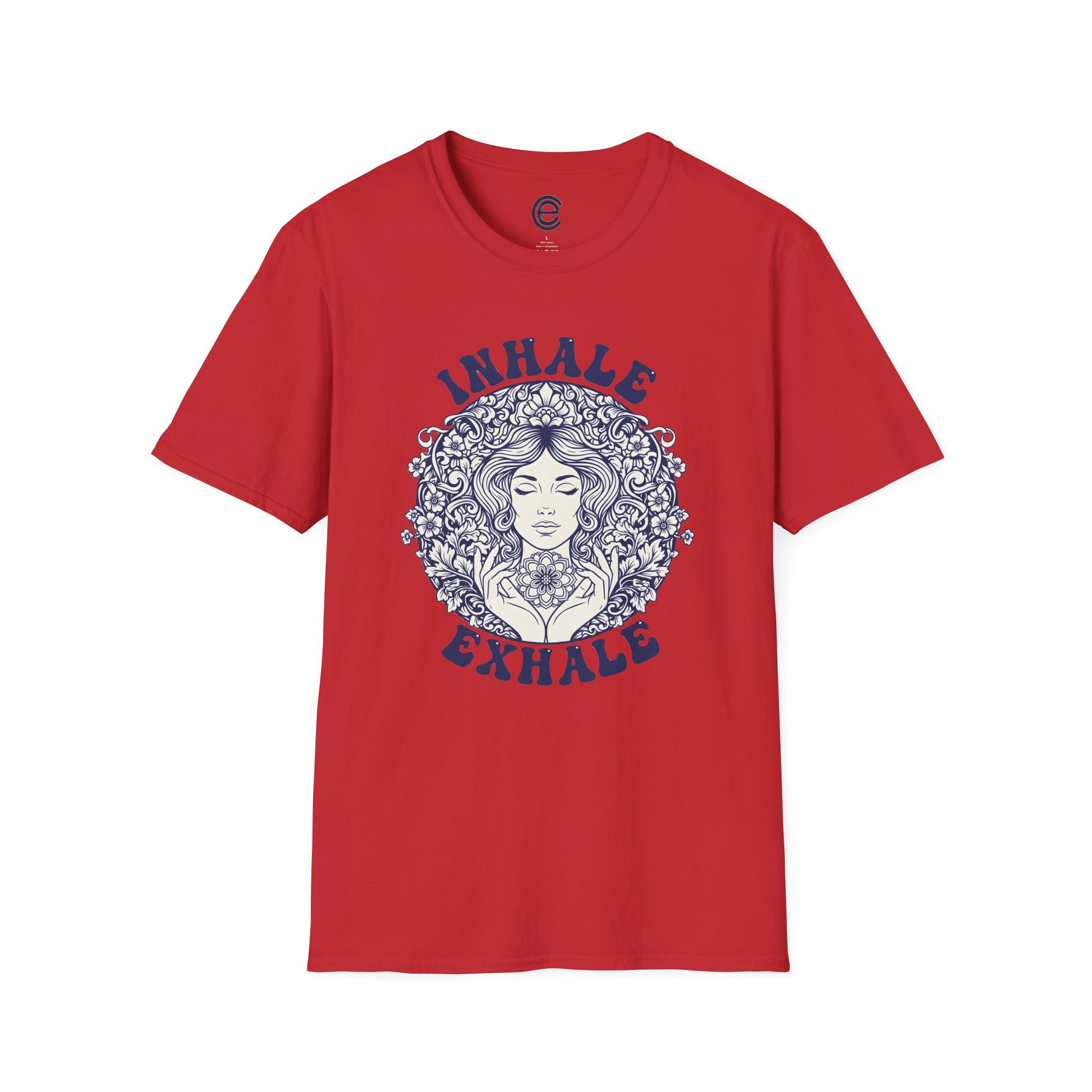 Breathe - Red Graphic Tee: Minimalist Design. Pranayama Breathwork: Inhale, Exhale, Spiritus, Meditation, Yoga