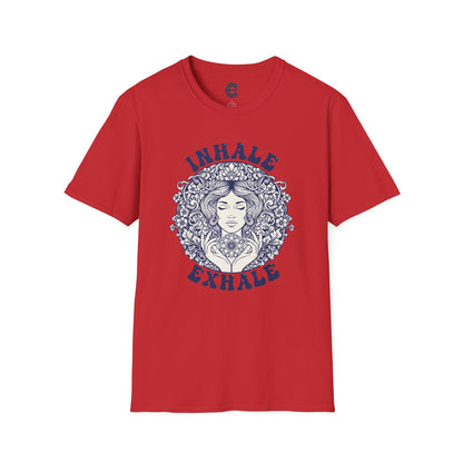 Breathe - Red Graphic Tee: Minimalist Design. Pranayama Breathwork: Inhale, Exhale, Spiritus, Meditation, Yoga
