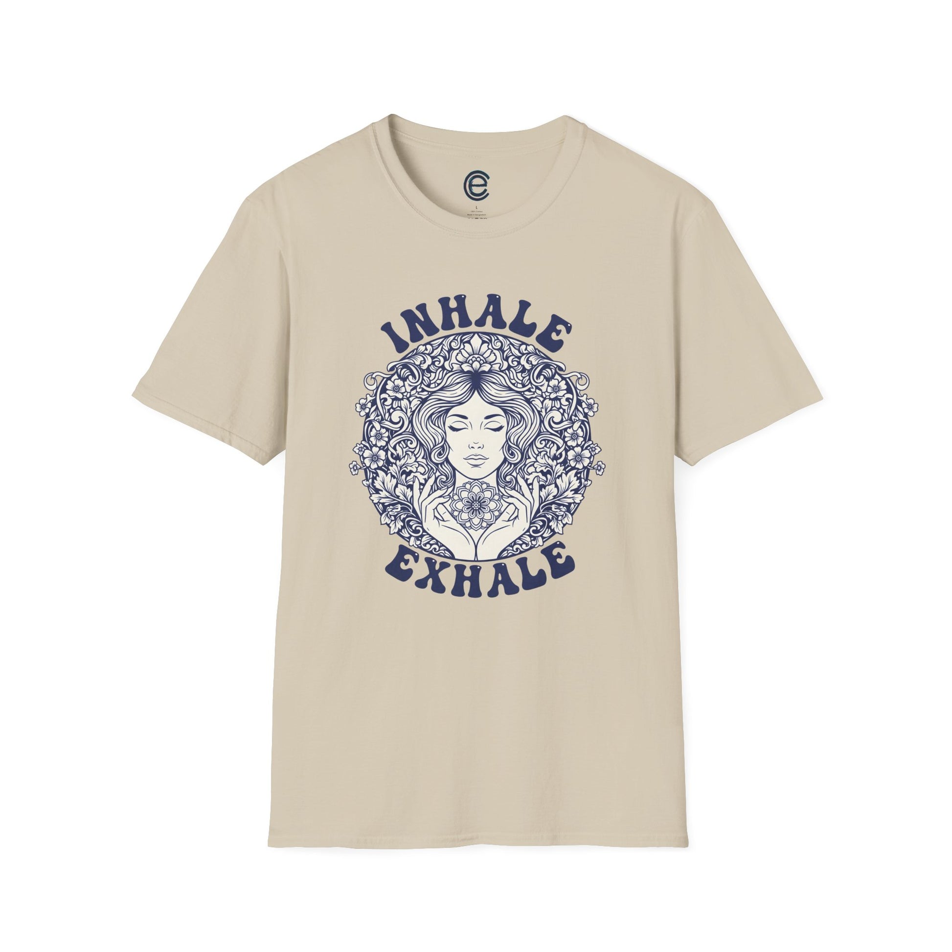 Breathe - Sand Graphic Tee: Minimalist Design. Pranayama Breathwork: Inhale, Exhale, Spiritus, Meditation, Yoga
