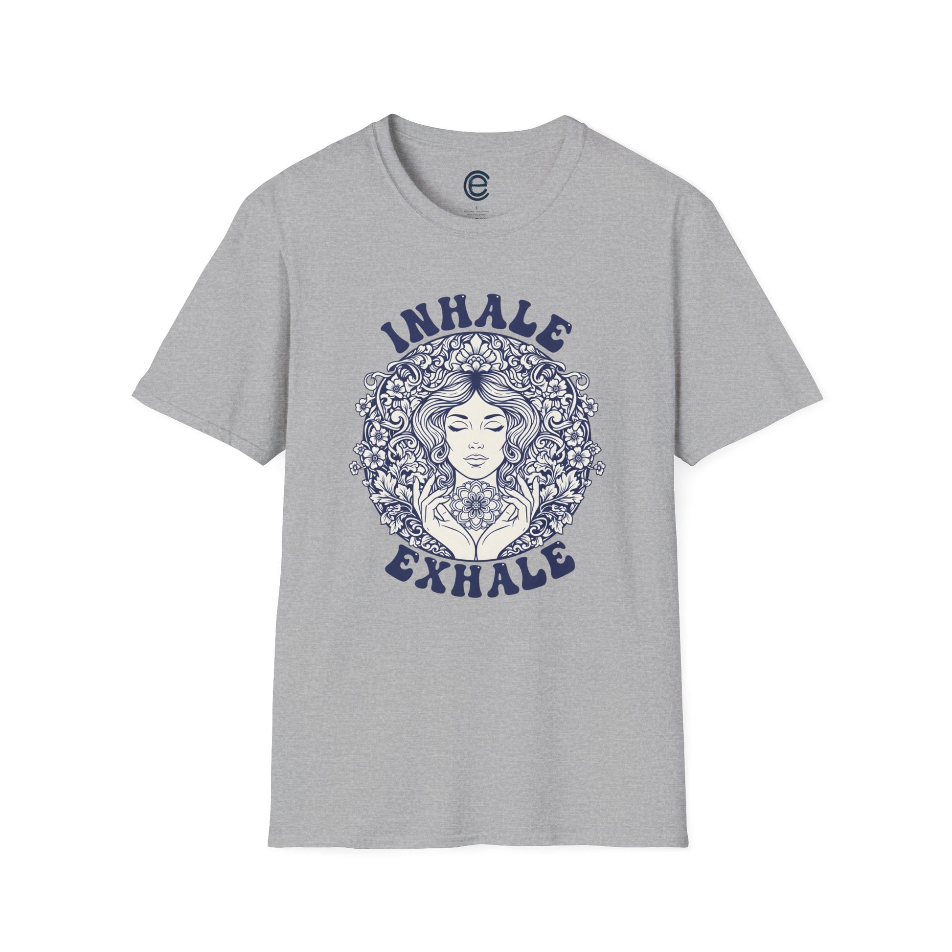 Breathe - Sport Grey Graphic Tee: Minimalist Design. Pranayama Breathwork: Inhale, Exhale, Spiritus, Meditation, Yoga