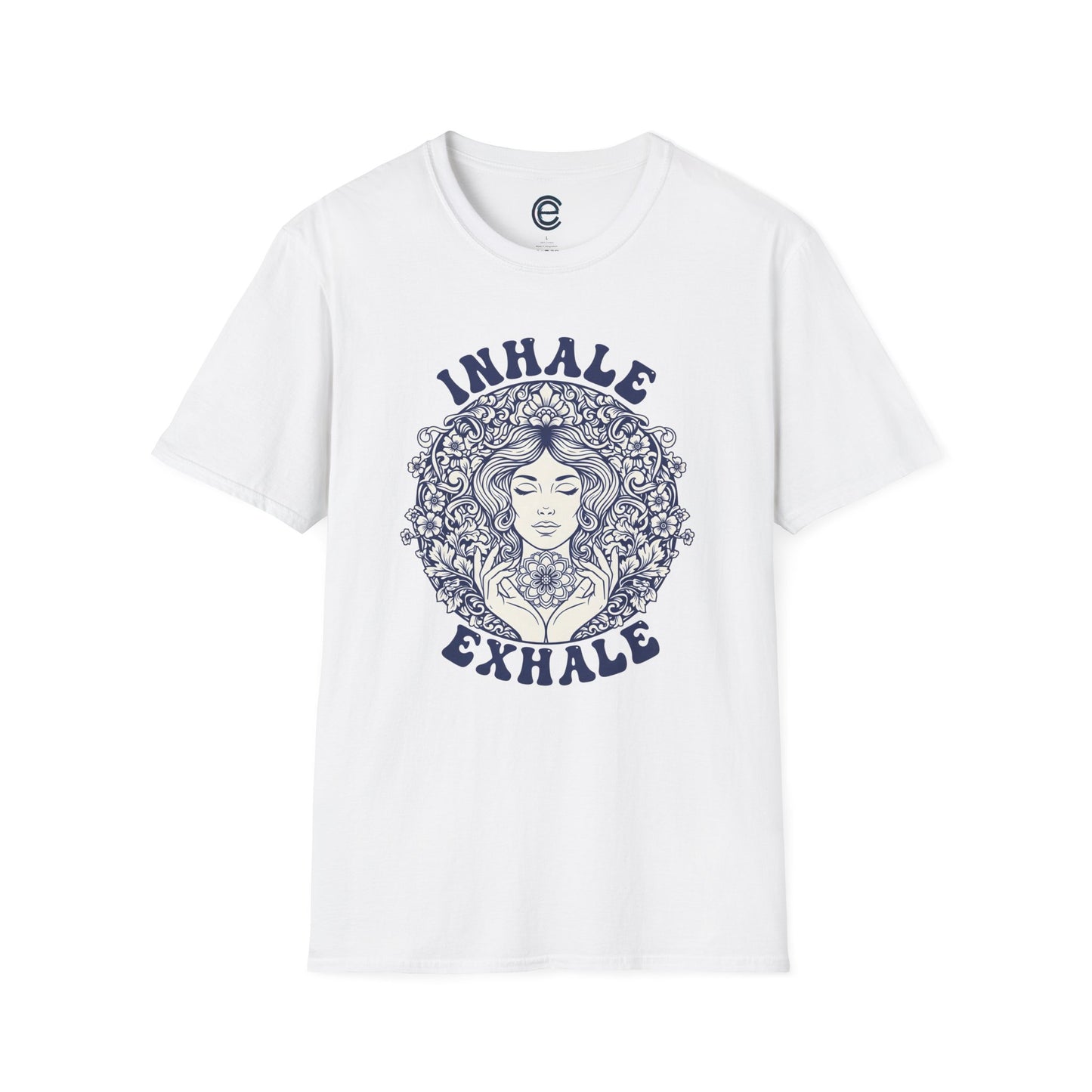 Breathe - White Graphic Tee: Minimalist Design. Pranayama Breathwork: Inhale, Exhale, Spiritus, Meditation, Yoga