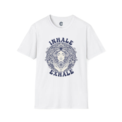 Breathe - White Graphic Tee: Minimalist Design. Pranayama Breathwork: Inhale, Exhale, Spiritus, Meditation, Yoga