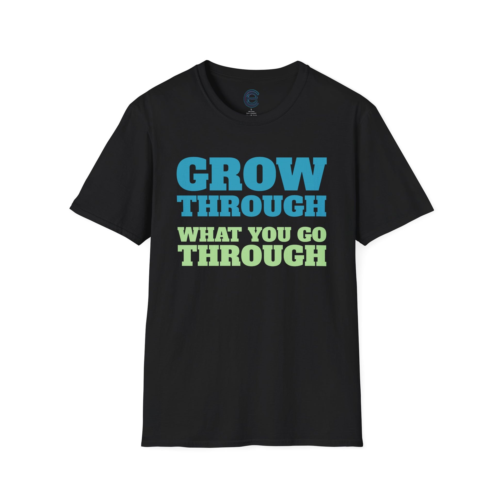 Go Through & Grow Through - Black Graphic Tee: Resilience, Growth Mindset, The Examined Life. Perseverance, Inner Work, Grit, Not Giving Up