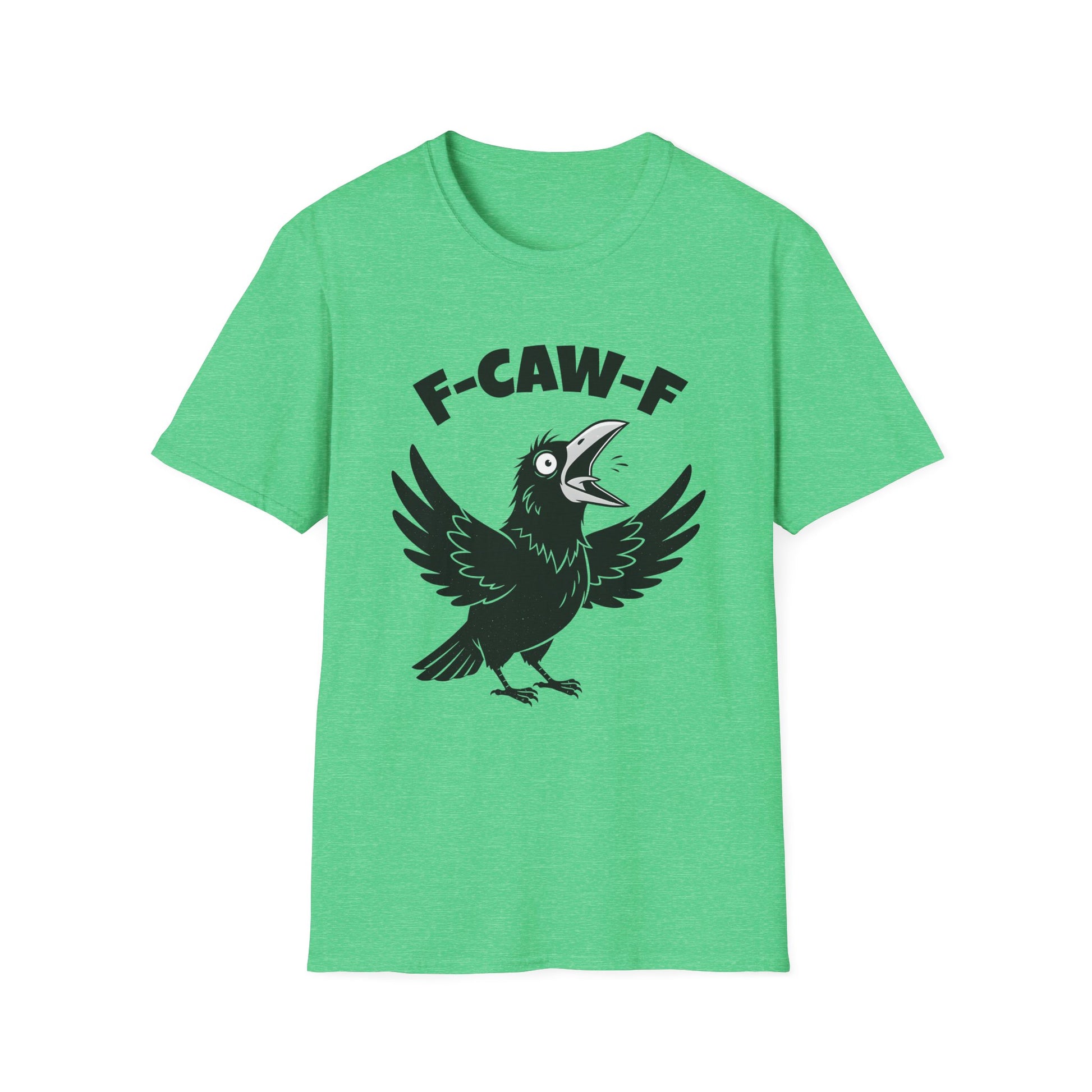 Heather Green Crow F-CAW-F T-Shirt - Funny - Humorous - Bird Squawking