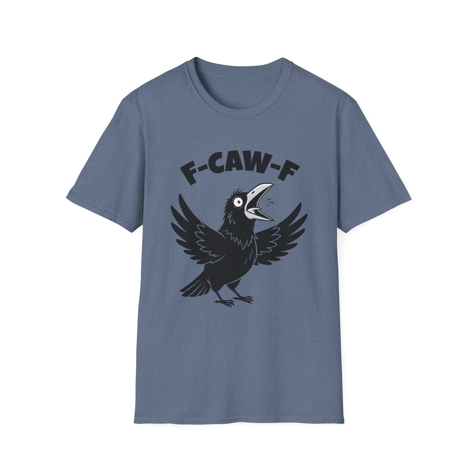Heather Indigo Crow F-CAW-F T-Shirt - Funny - Humorous - Bird Squawking