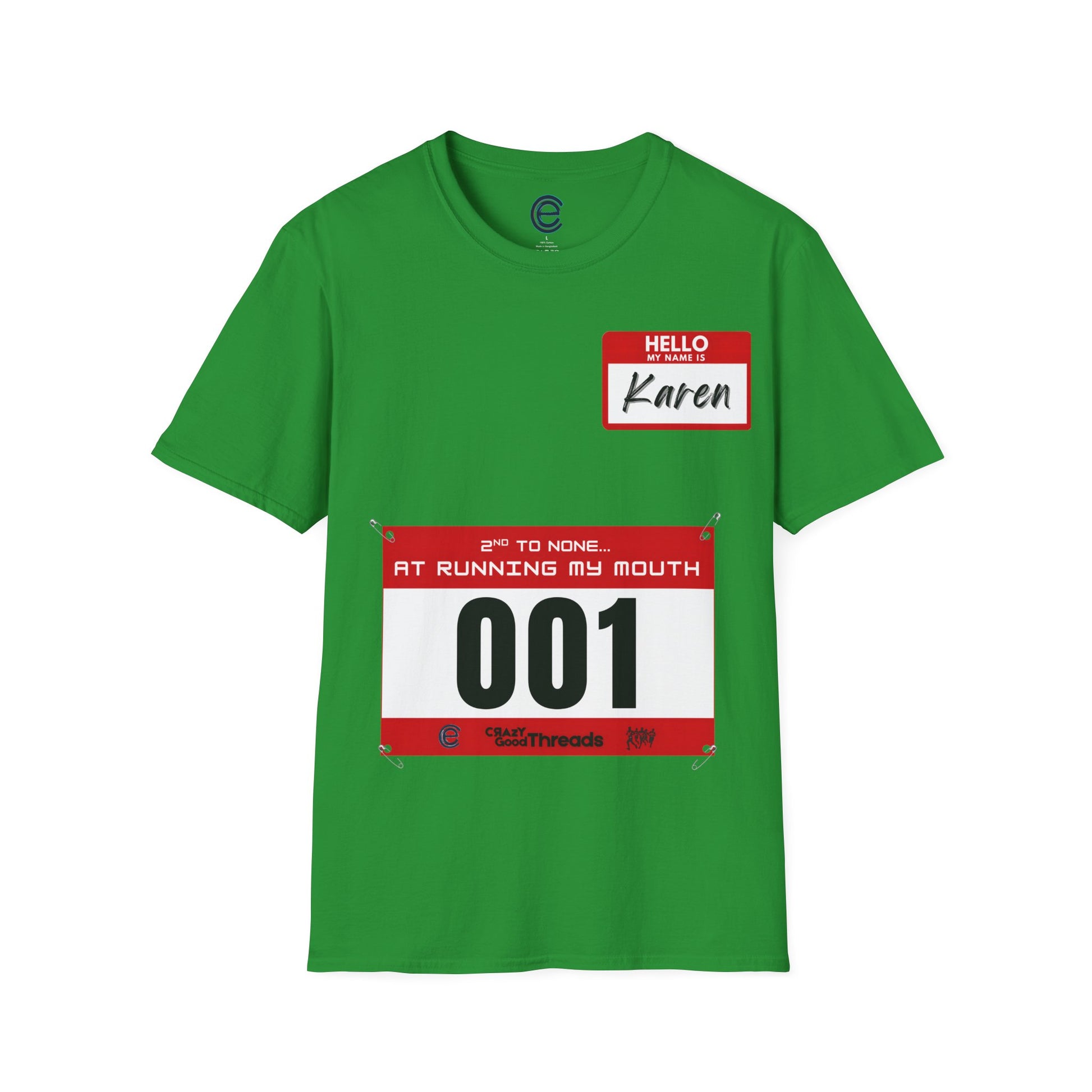 Hello, My Name is Karen - Irish Green Graphic Tee: Wit & Wordplay, Verbal Marathon, Self-Aware Humor. Satire, Karen Energy, Gift Idea