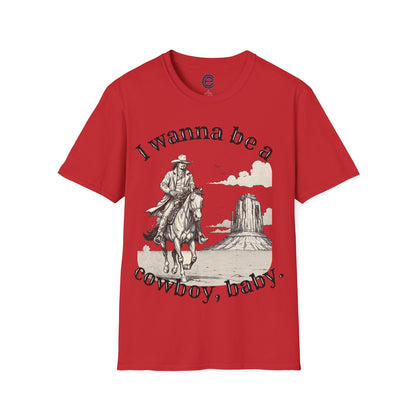 I Wanna Be A Cowboy - Heather Indigo Graphic T-Shirt