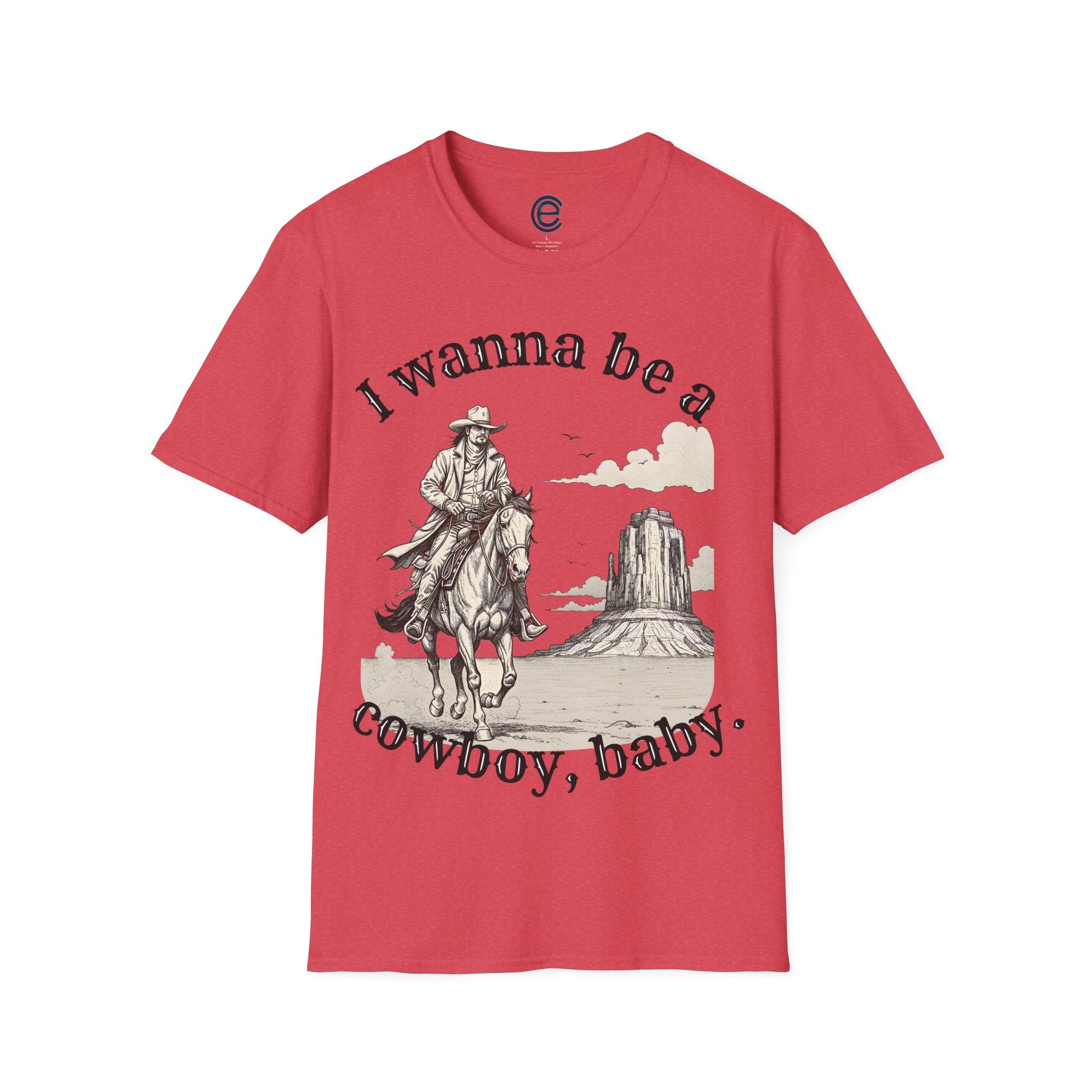 I Wanna Be A Cowboy - Heather Red Graphic T-Shirt