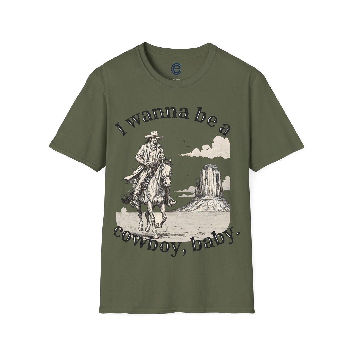 I Wanna Be A Cowboy - Tropical Blue Graphic T-Shirt
