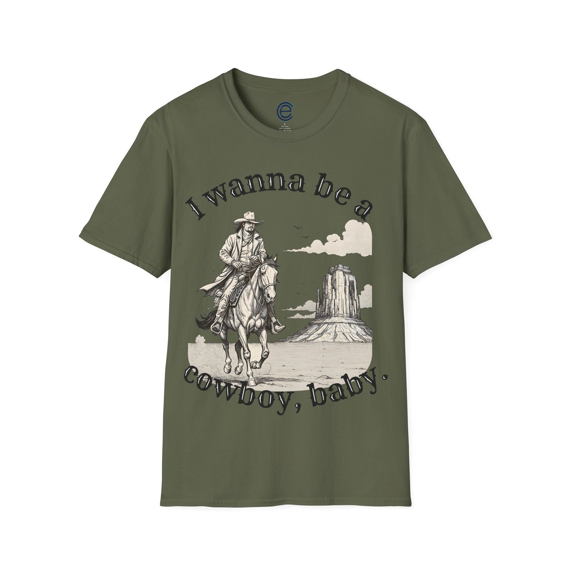 I Wanna Be A Cowboy - Tropical Blue Graphic T-Shirt