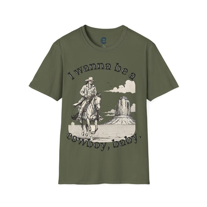 I Wanna Be A Cowboy - Tropical Blue Graphic T-Shirt