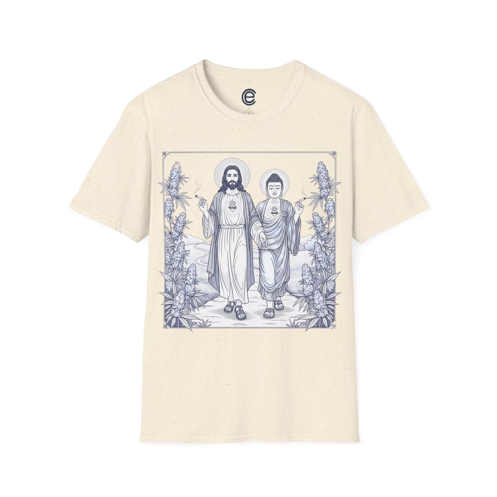 Jesus & Buddha - Natural Graphic T-Shirt