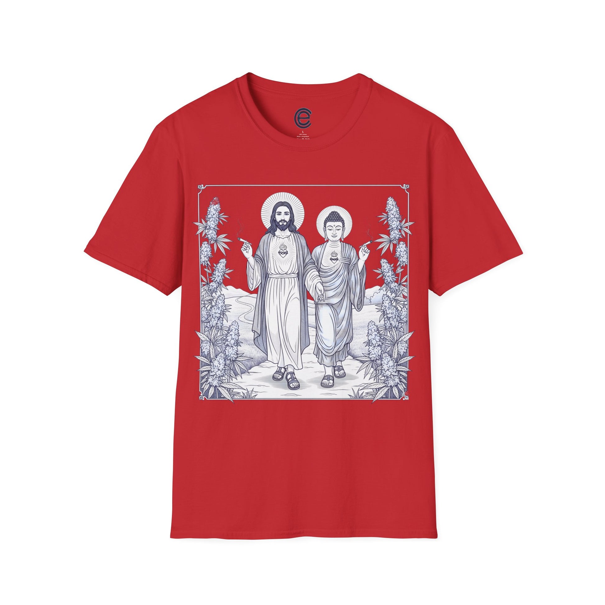 Jesus & Buddha - Red Graphic T-Shirt