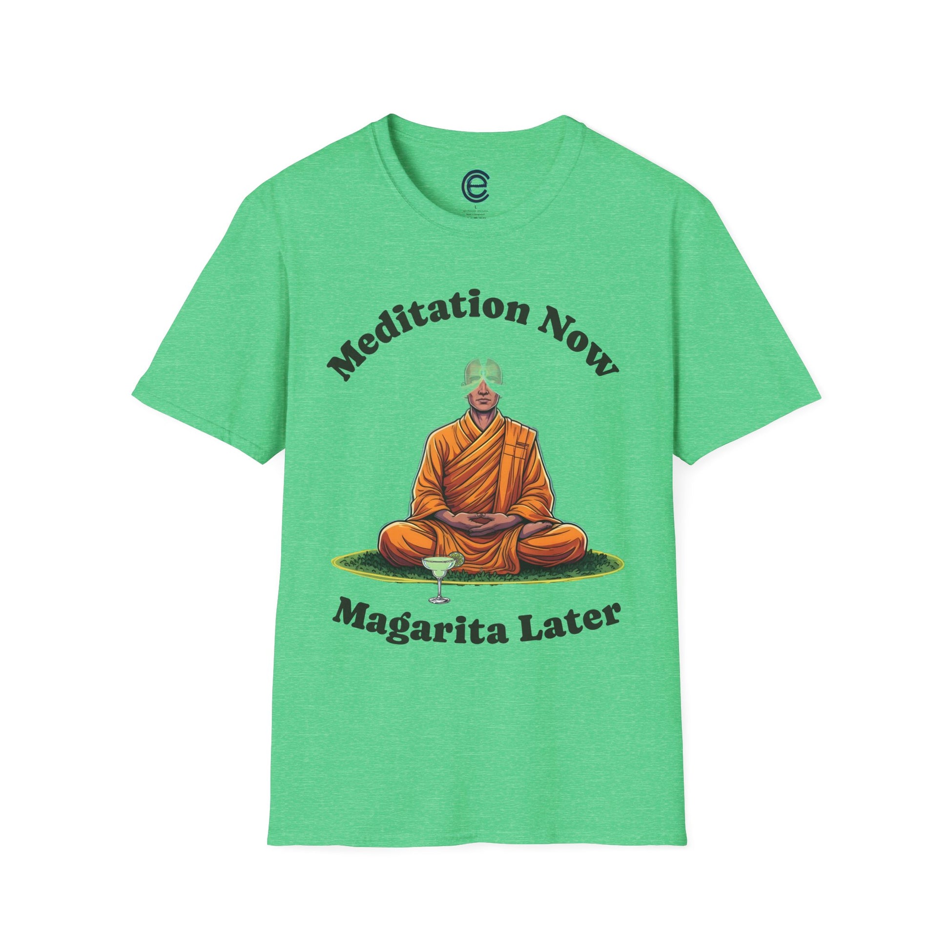 Meditation Now, Margarita Later - Heather Irish Green Graphic T-Shirt