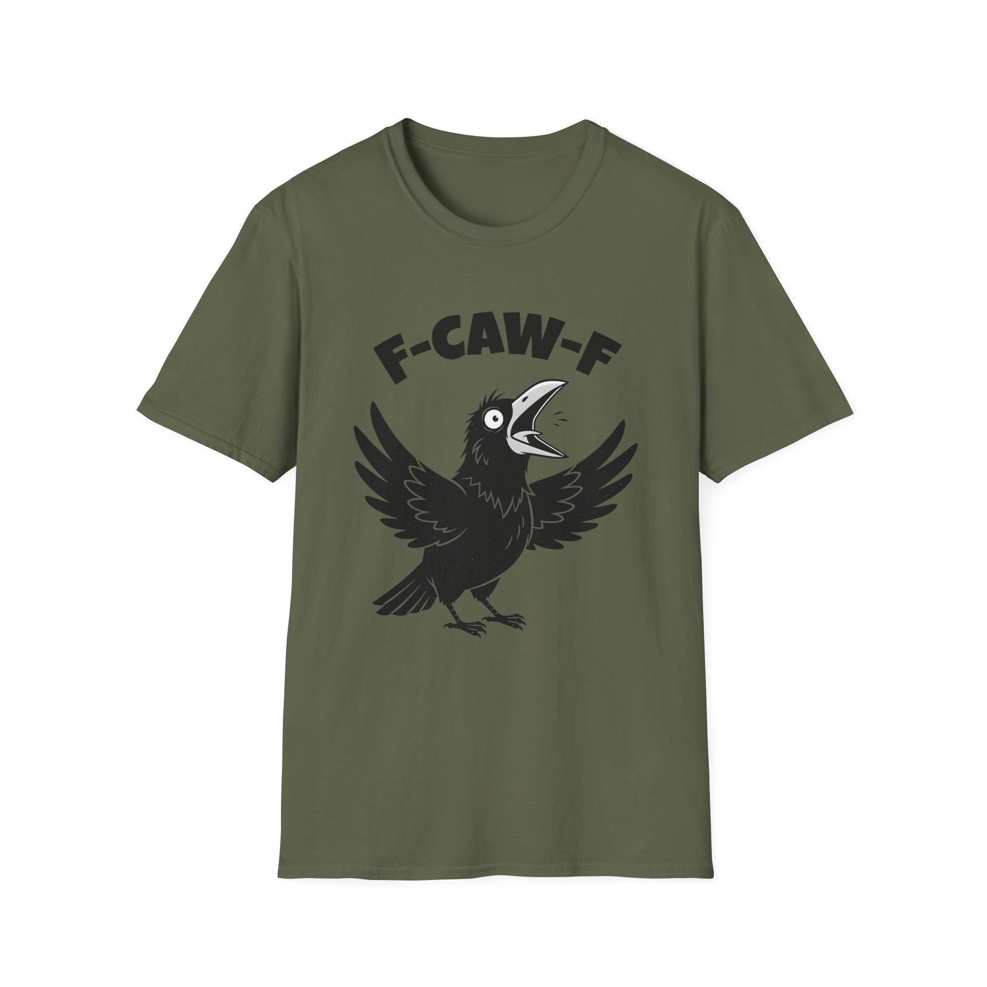 Military Green Crow F-CAW-F T-Shirt - Funny - Humorous - Bird Squawking