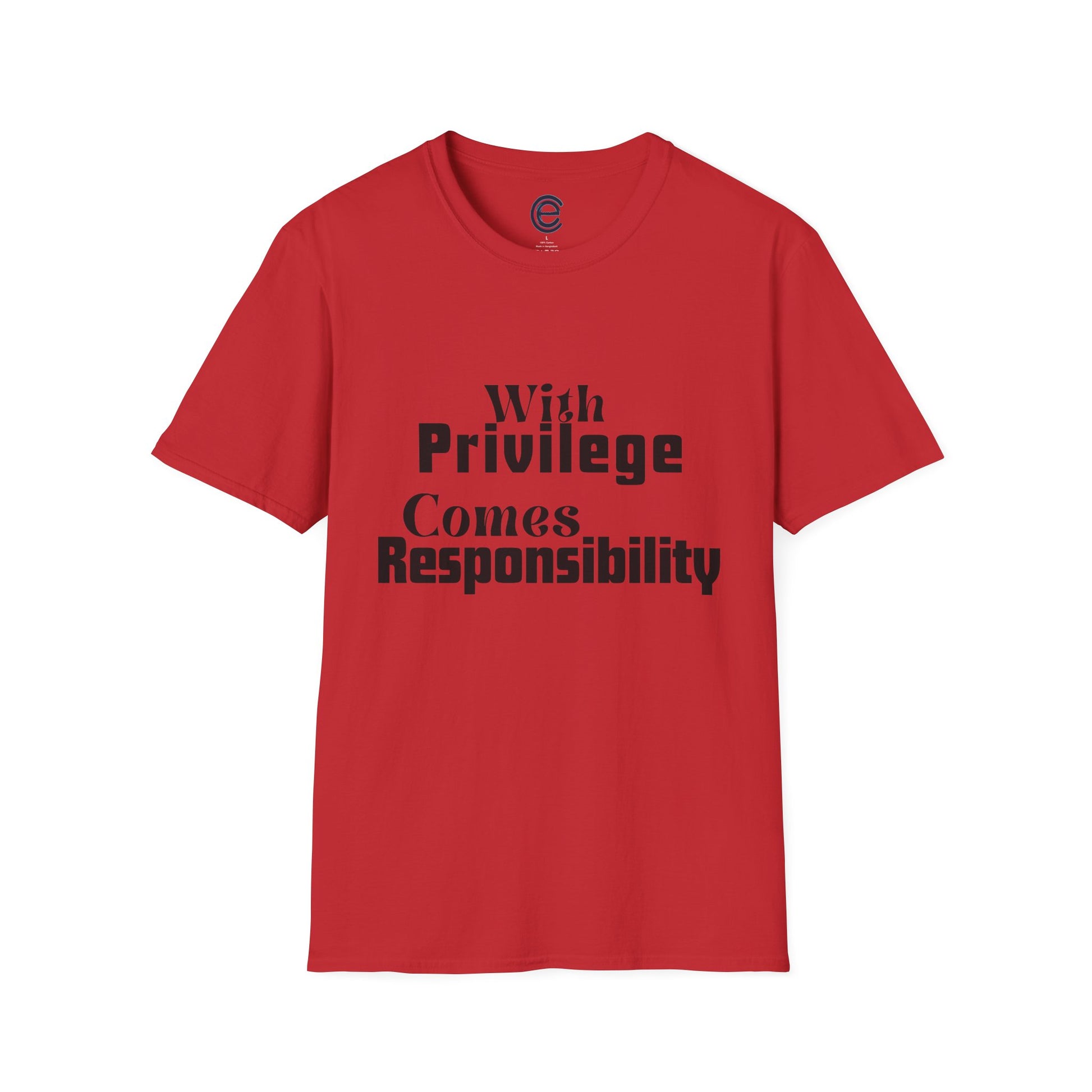 Privilege & Responsibility - Red Graphic Tee: The Examined Life, Ethics, Integrity. Awareness, Action, Advantage, Minimalist Typography, Statement