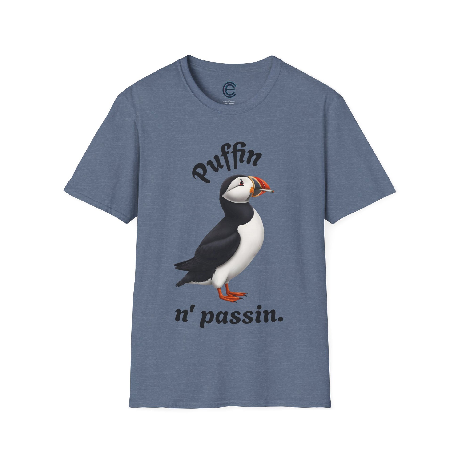 Puffin n' Passin - Heather Indigo Graphic T-Shirt