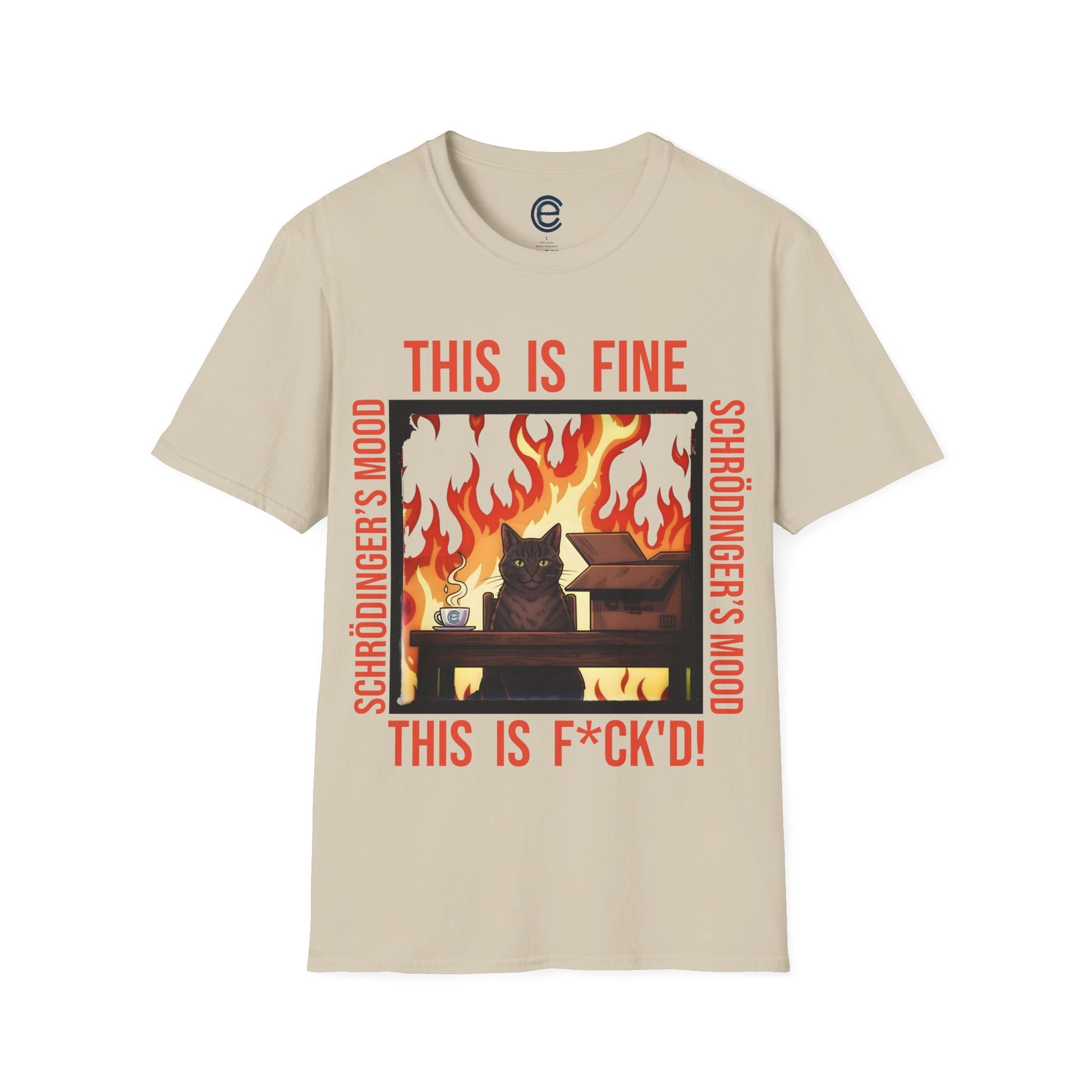 Sand Schrödinger’s Mood T-Shirt - Dualistic Feeling of Circumstances Either Being Fine or Not Fine