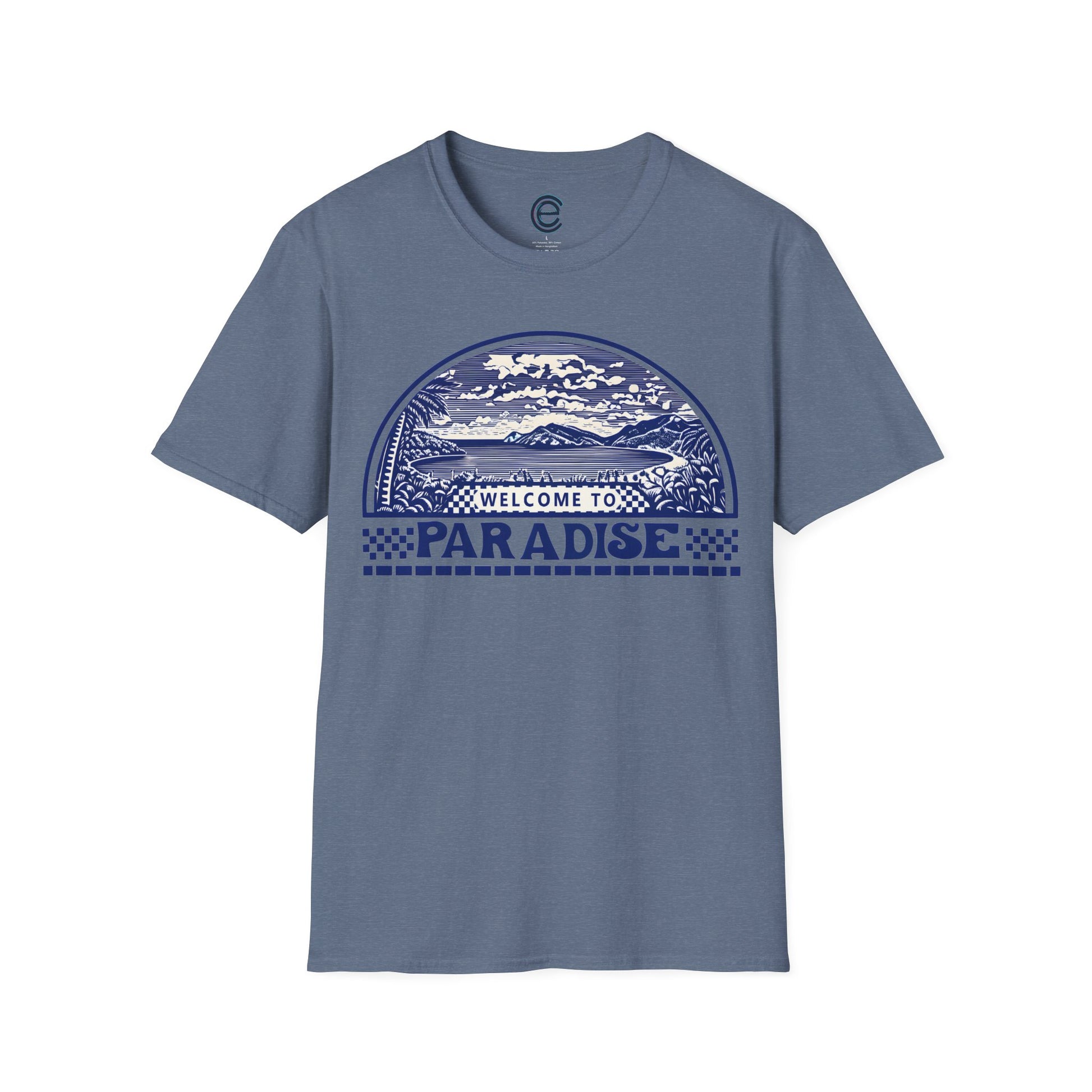 Welcome to Paradise - Heather Indigo Graphic T-Shirt